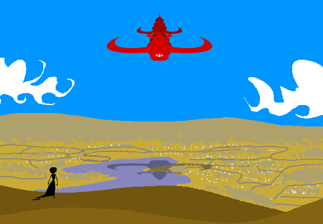 The Baroness' Battleship Condescension arrives over Maple Valley, Washington, as observed by an adult Rose Lalonde below, and as told by Dirk Strider to Jake English.